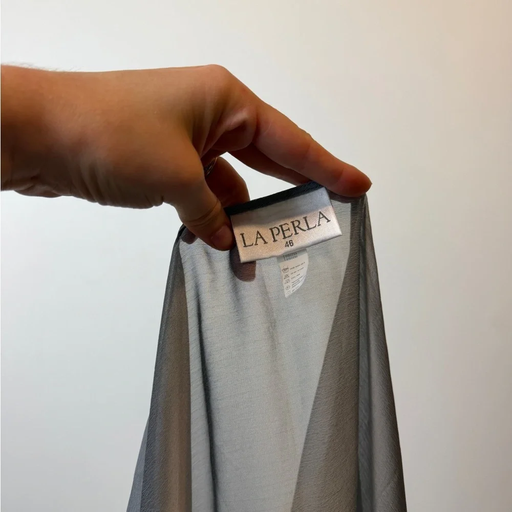 Vintage La Perla Gray Sheer Sarong with Gold Floral Embroidery - Picture 3 of 4